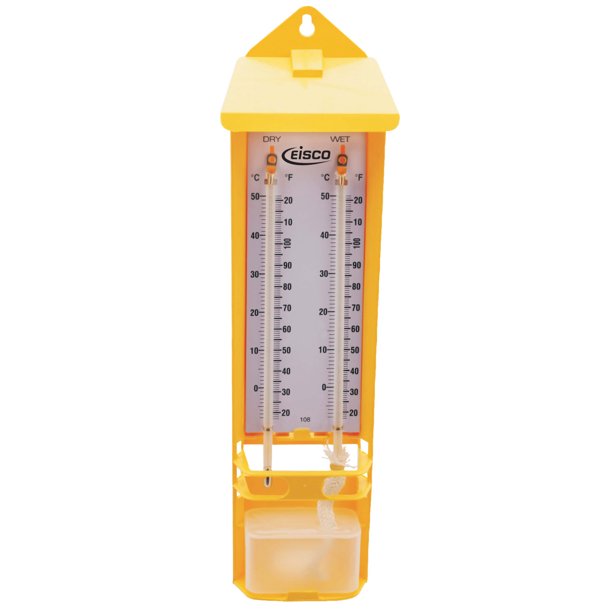 WetDry Bulb Hygrometer, Wall Mounted Thermometers Eisco Labs