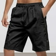 thumbnail image 2 of MIXUE Mens Shorts Summer Solid Color Elastic Waist Drawstring Side Zipper Fashion Casual Baggy Beach Sportwear,Black,XXXL, 2 of 9