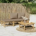 thumbnail image 1 of vidaXL 4 Piece Garden Lounge Set with Taupe Cushions Bamboo, 1 of 4