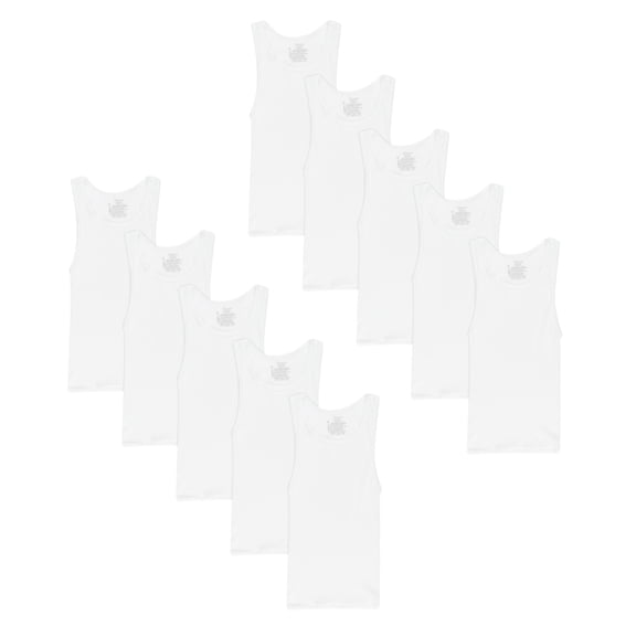 Hanes Boys Eco White Tank Undershirts, 10 pack Sizes S - XL