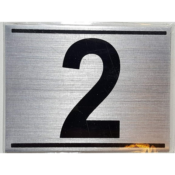 APARTMENT NUMBER TWO (2) SIGN - -BRUSHED ALUMINUM (2.25 X 3)