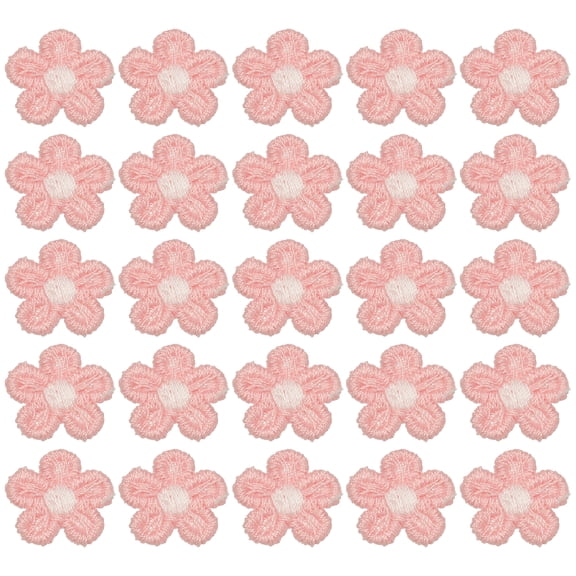 Uxcell 50 Pcs Mini Daisies Flower Sew on Patches, 0.6"Flower Appliques Patches Small Embroidered Floral Appliques Sew for Clothing Hats Bags Hair Accessories DIY, Pink