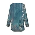 thumbnail image 4 of Pxiakgy Women's Fall Long Sleeve Henley Tops V Neck Tunic Casual Loose Blouse Winter Sweatshirt Long Sleeve Tops for Women Neck Casual Petite T Shirts Blue L, 4 of 5