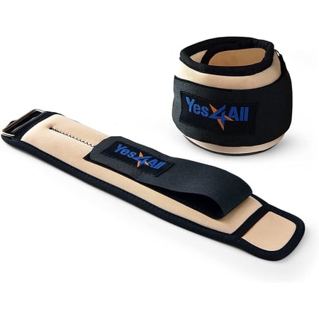 Yes4All 1 lbs Ankle Wrist Neoprene Weight, Beige, Pair
