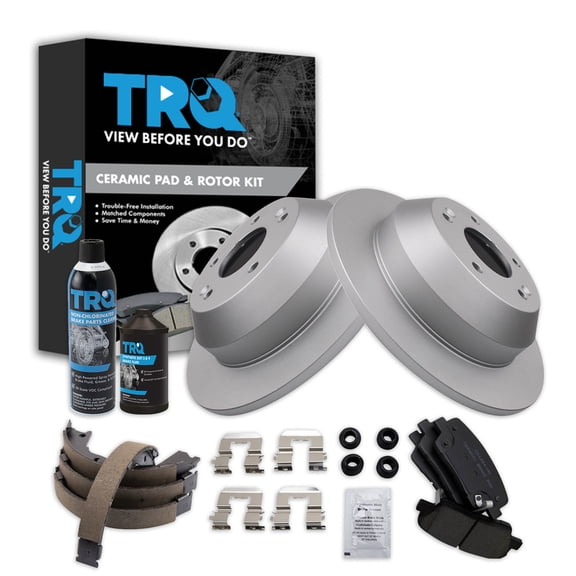 TRQ Rear Brake Pad & Rotor Kit BKA34948 Fits Select 2010-2012 Hyundai Santa Fe , 2011-2013 Kia Sorento