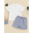thumbnail image 5 of Yunliwuli Toddler Girls Boys Shorts Sets Short Sleeve Lapel Button Up Tops and Solid Color Shorts Sets, 5 of 10