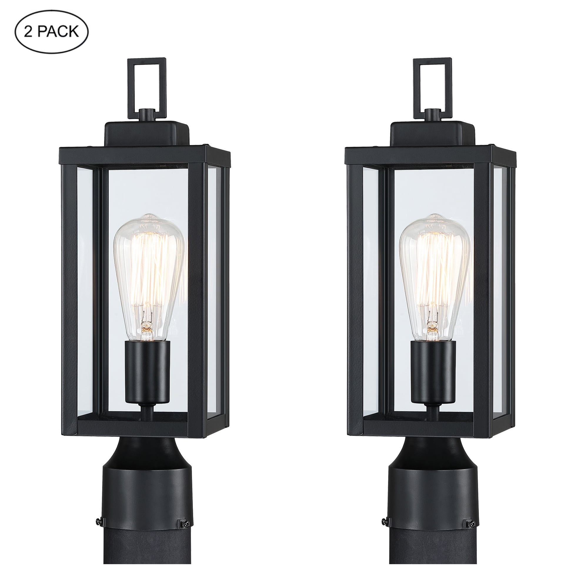 2Pack 16.5" Matte Black Outdoor Post Light Kits Lantern Head, Outdoor