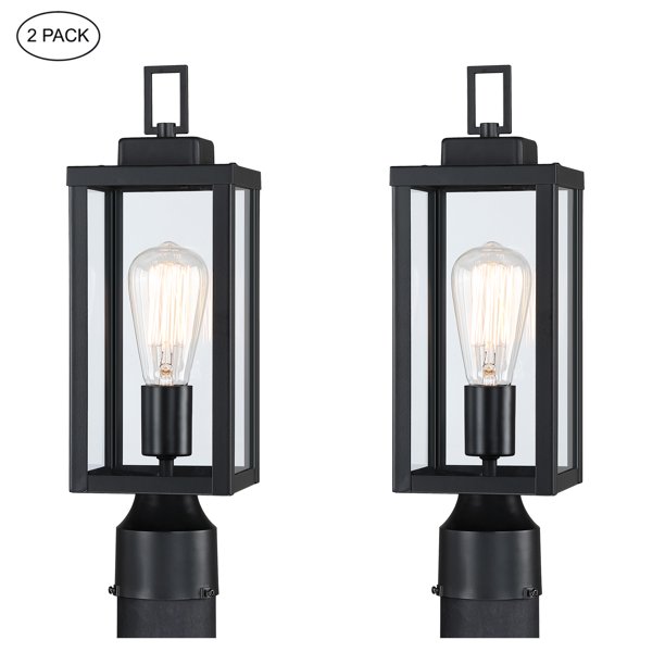 2Pack 16.5" Matte Black Outdoor Post Light Kits Lantern Head, Outdoor