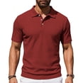 thumbnail image 7 of Dxzfnsa Men's Textured Knit Shirts Summer Men Casual Short Sleeve Vacation Pullover Tops Loose Button Lapel Collar Beach Knit Stretchy Golf Shirts, 7 of 7
