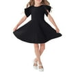 thumbnail image 1 of biudgviw Robes pour Tout-Petites Filles à Volants Manches Courtes Col Ras du Cou Ligne A Fluide Robe Décontractée Été Midi Robe d'Été 2-12 A, 1 of 4