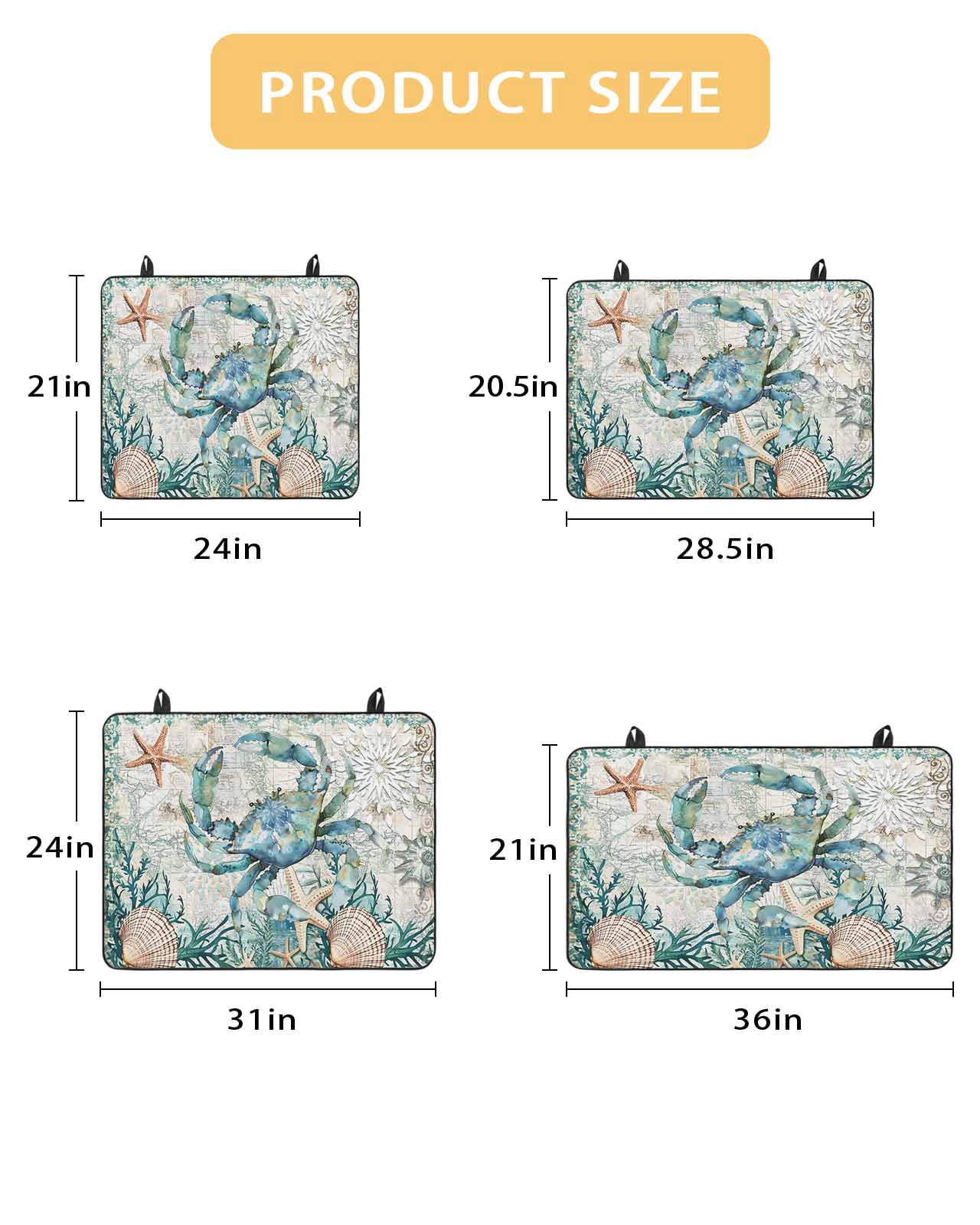 nqOlkjepod Large Induction Cooktop Protector Mat 24"x21", Coastal Crab Stove Top Covers for Electric Stove, Ocean Coral Starfish Nautical Map Stove Burner Cover Mats, Glass Top Stove Cover