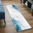 thumbnail image 3 of 2'x6' Rug Runners for Hallways Kitchen, Marble Blue Non Slip Entryway Beside Floor Carpet Runner, Gold White Modern Gradient Ocean Wavy Ripple Laundry Room Bedroom Throw Rugs Mat for Family Pet, 3 of 8