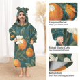 thumbnail image 3 of FORMRS Wearable Blanket Hoodie with Sleeves for Kids Cozy Flannel Sweatshirt, Retro Floral Orange, 3 of 7