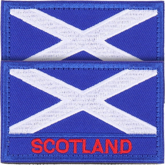 Luxshiny 2Pcs Scot Flag DIY Applique Clothing Patches Durable Blue Polyester Stickers