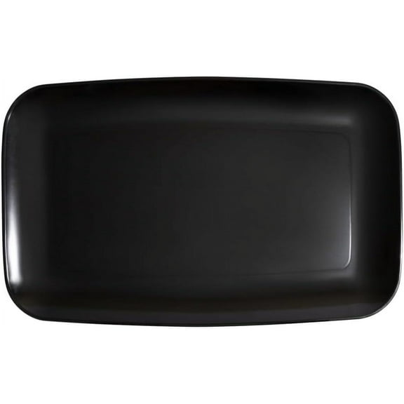 8" x 11" inch Disposable Rectangular Black Plastic Serving Tray, China Like Party Trays, Heavy Duty Dinner Serving Plate, Platter, Weddings, Baby Showers, Catering, Non-Toxic, BPA Free (1)