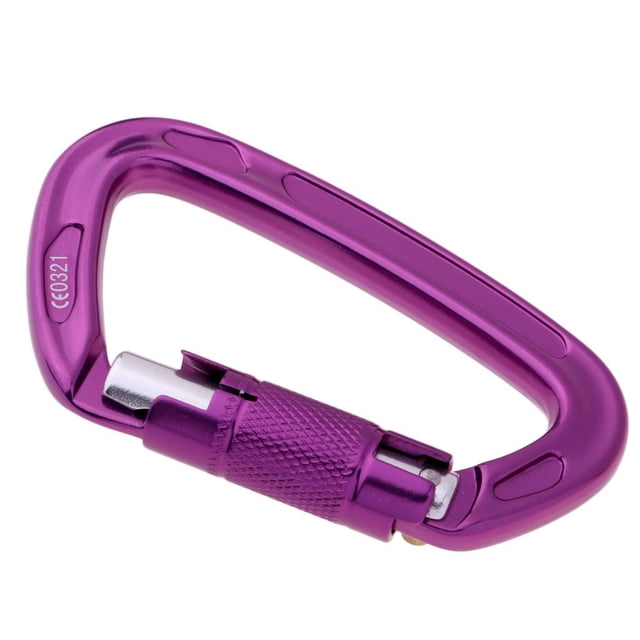 Mosquetón de bloqueo automático 24KN, mosquetón de bloqueo de tornillo de aluminio fuerte, mosquetón de de árboles , rappel, , Púrpura Macarena Mosquetón de escalada deportiva