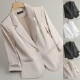 thumbnail image 6 of Womens One Button Blazer Textured 3/4 Sleeve Notch Laple Collar Suit Jacket with Pockets Business Casual Outfits (L, Beige), 6 of 6