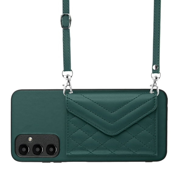 Allytech Galaxy A25 5G Wallet Case with Shoulder Strap, Luxury PU Leather RFID Blocking Protectve Anti-Scratch Bumper Cards Slots Magnetic Closure Phone Case Cover for Samsung Galaxy A25 5G, Green