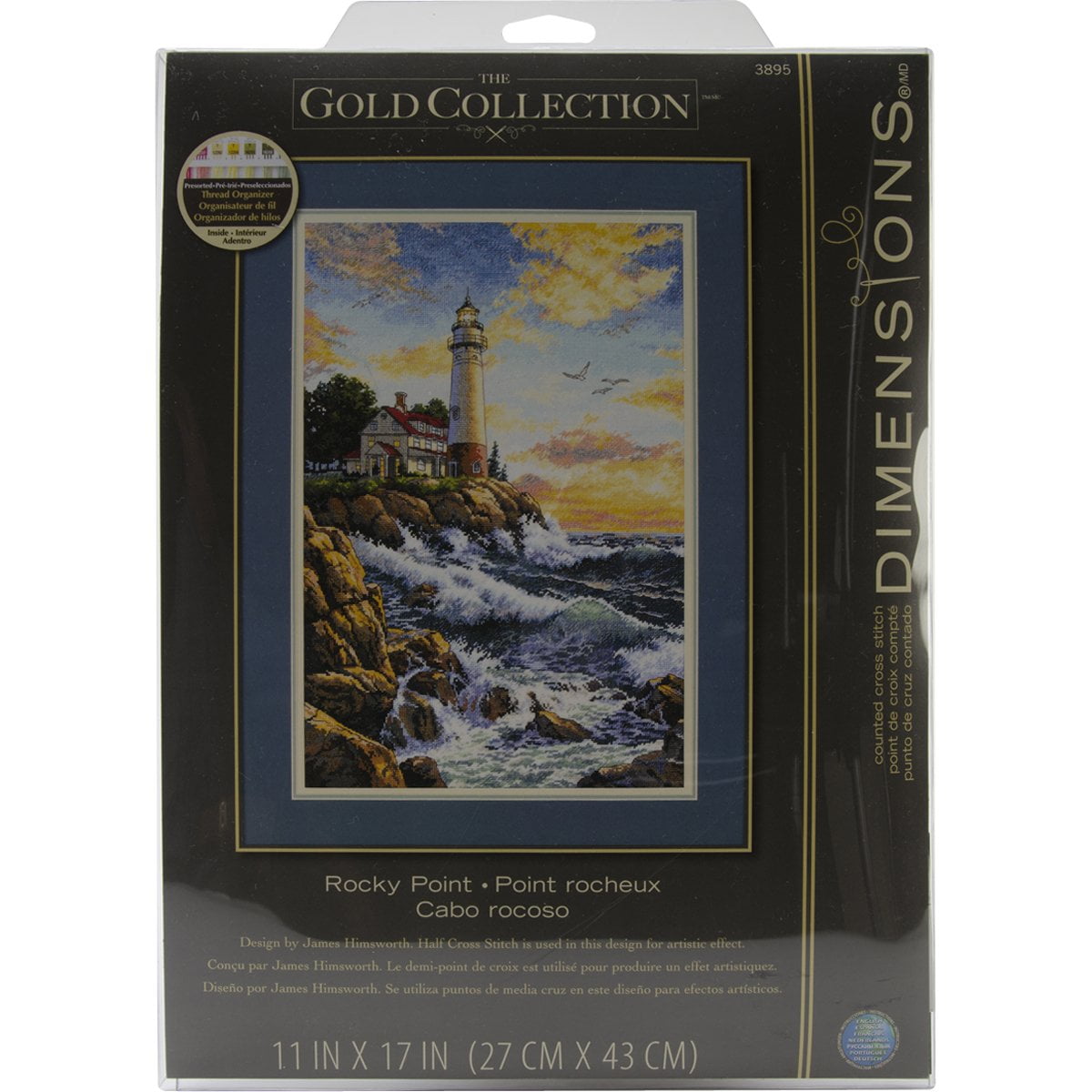 Counted Cross Stitch Pattern Needlework embroidery Lighthouse on Rocky Point