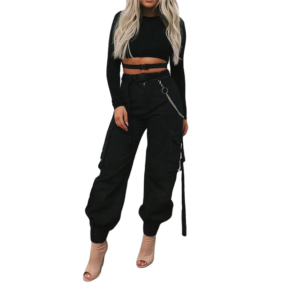 Womens Streetwear Pants Cuffed Cargo 