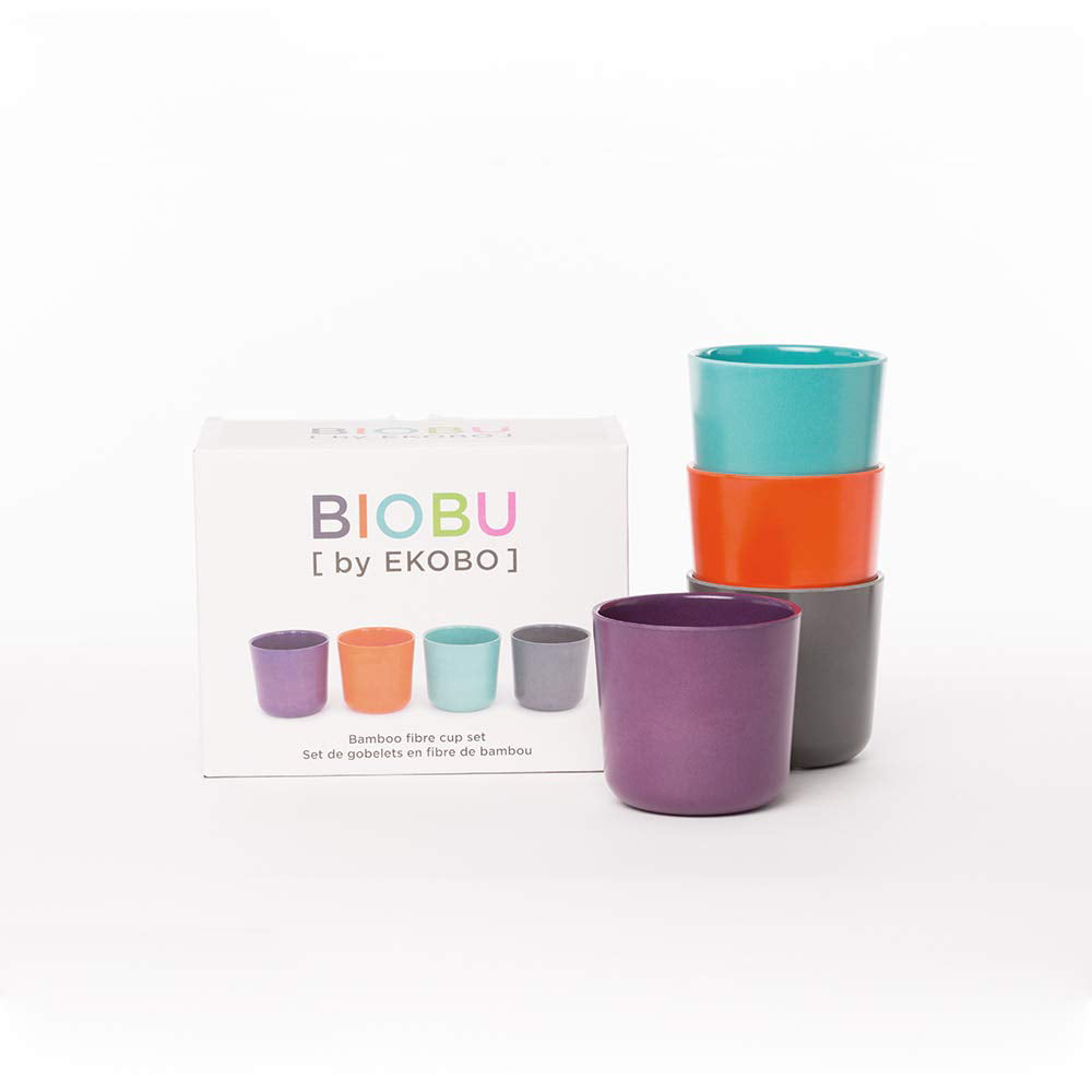 Biobu by Ekobo 4er Set Bambino Cup Trink-Becher Kinder-Becher Bambus-Geschirr 