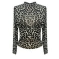 thumbnail image 5 of Bovemsi Women's Spring Leopard Print Sexy Tight Fitting Mesh with Black Edge Long Sleeved Base Shirt and Top, Gray Summer Women's Long Sleeve T-Shirts, L, 5 of 6
