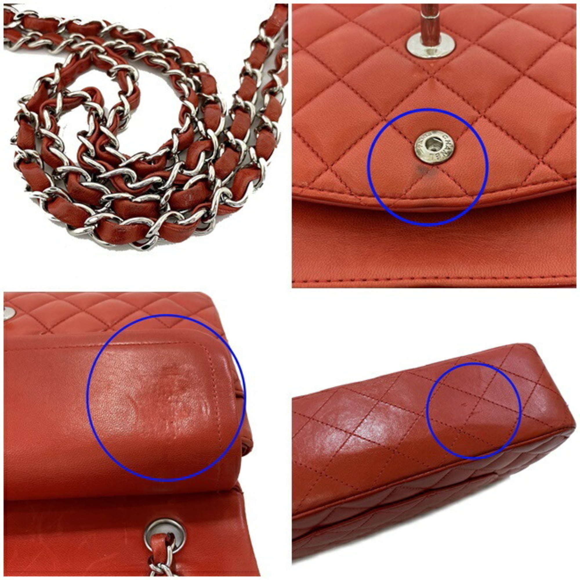 used Pre-owned Chanel Chain Shoulder Bag 25 Red Matrasse A01112 W Flap Leather Lambskin 15s Chanel Coco Mark Turn Lock Quilted Double Handbag (Good)