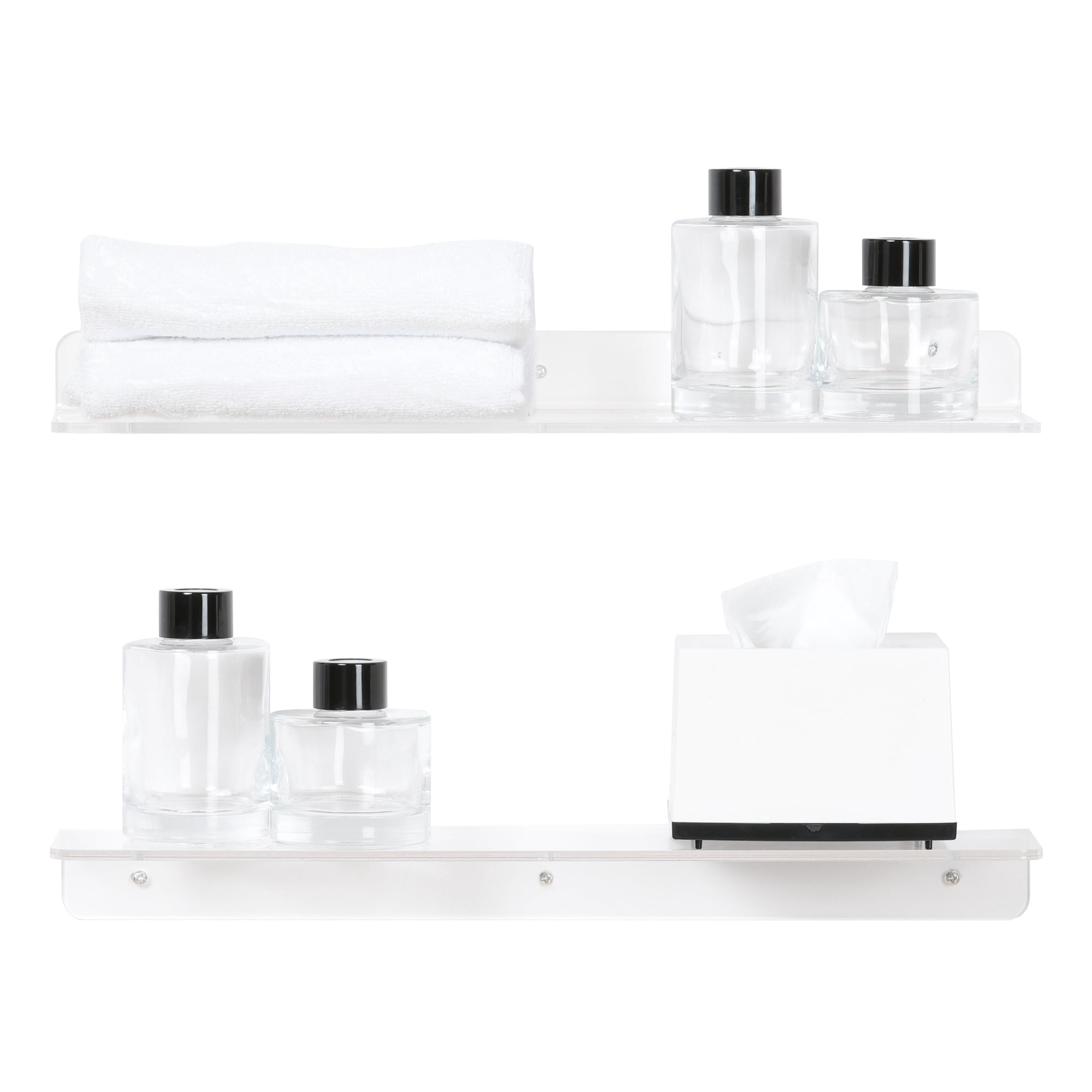 Unique Bargains Clear Acrylic Floating Shelves for Wall Bedroom Storage and Organization 15.7" x 3.9" x 2" 4