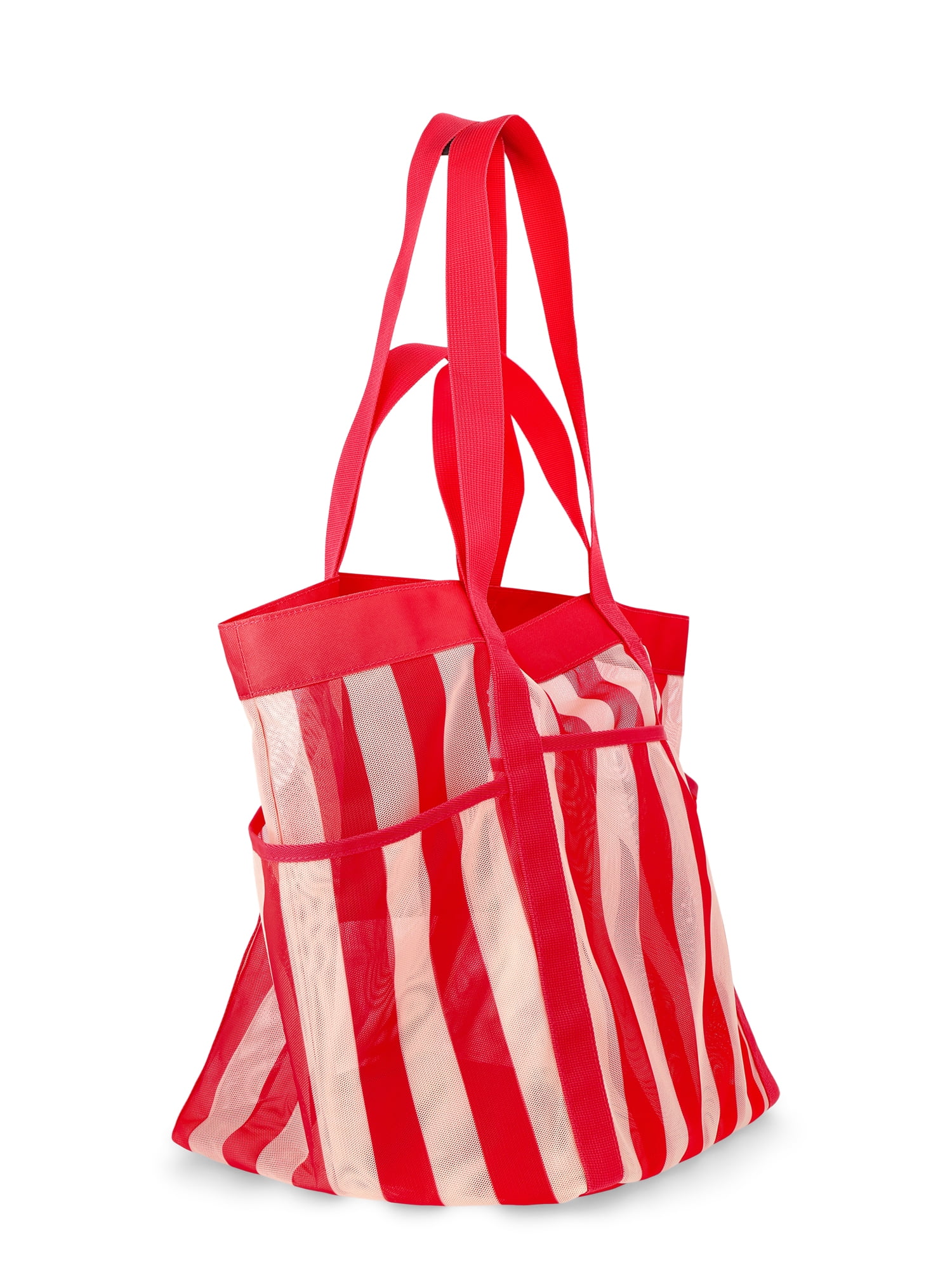 No Boundaries Women's Mesh Tote Bag, Coral Stripe