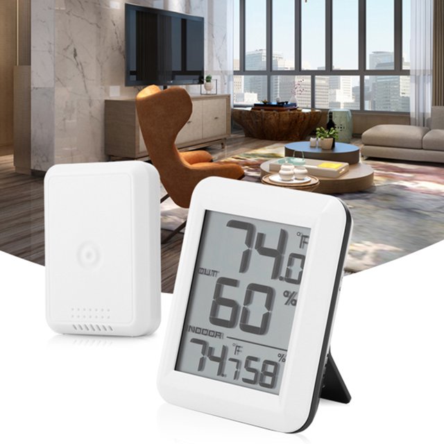 OULII 1 Thermomètre Sans Fil Hygromètre pour Surveillance Intérieure Extérieure en Forme Rectangulaire