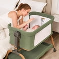 thumbnail image 3 of Angelbliss 3-in-1 Baby Bassinet, Rocking Bedside Bassinet with Firm Mattress and Lockable Wheels, Green, 3 of 7