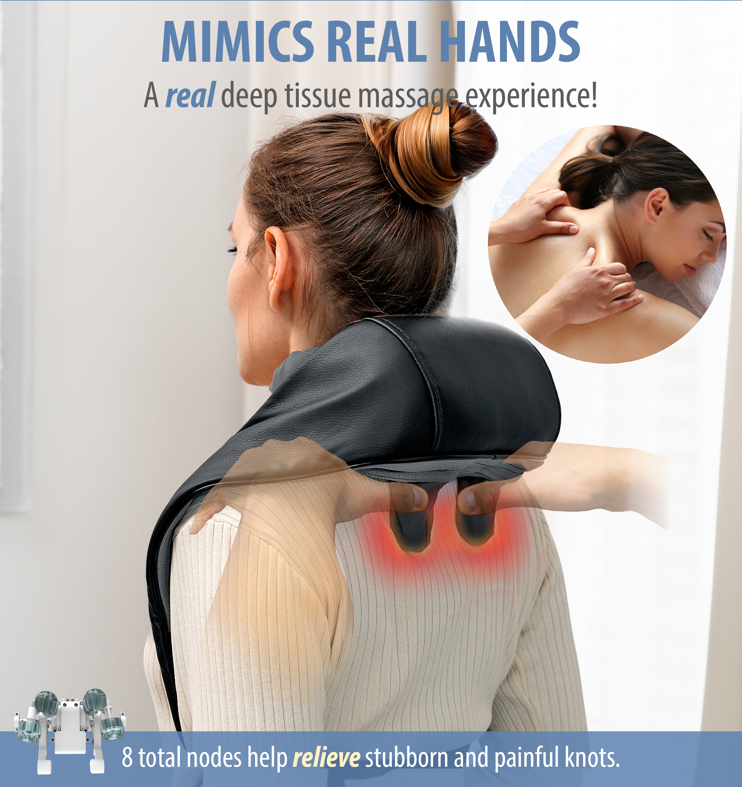 Zyllion Rechargeable Neck & Shoulder Massager Cordless 4D Kneading Deep Tissue Massage with Heat for Back, Muscle Pain, Black