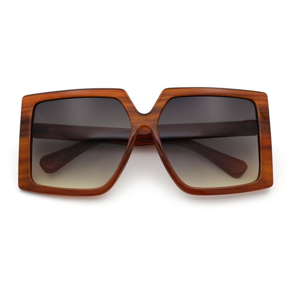 Womens Oversized Rectangular Butterfly Luxury Chic Plastic Sunglasses Brown - Black Brown