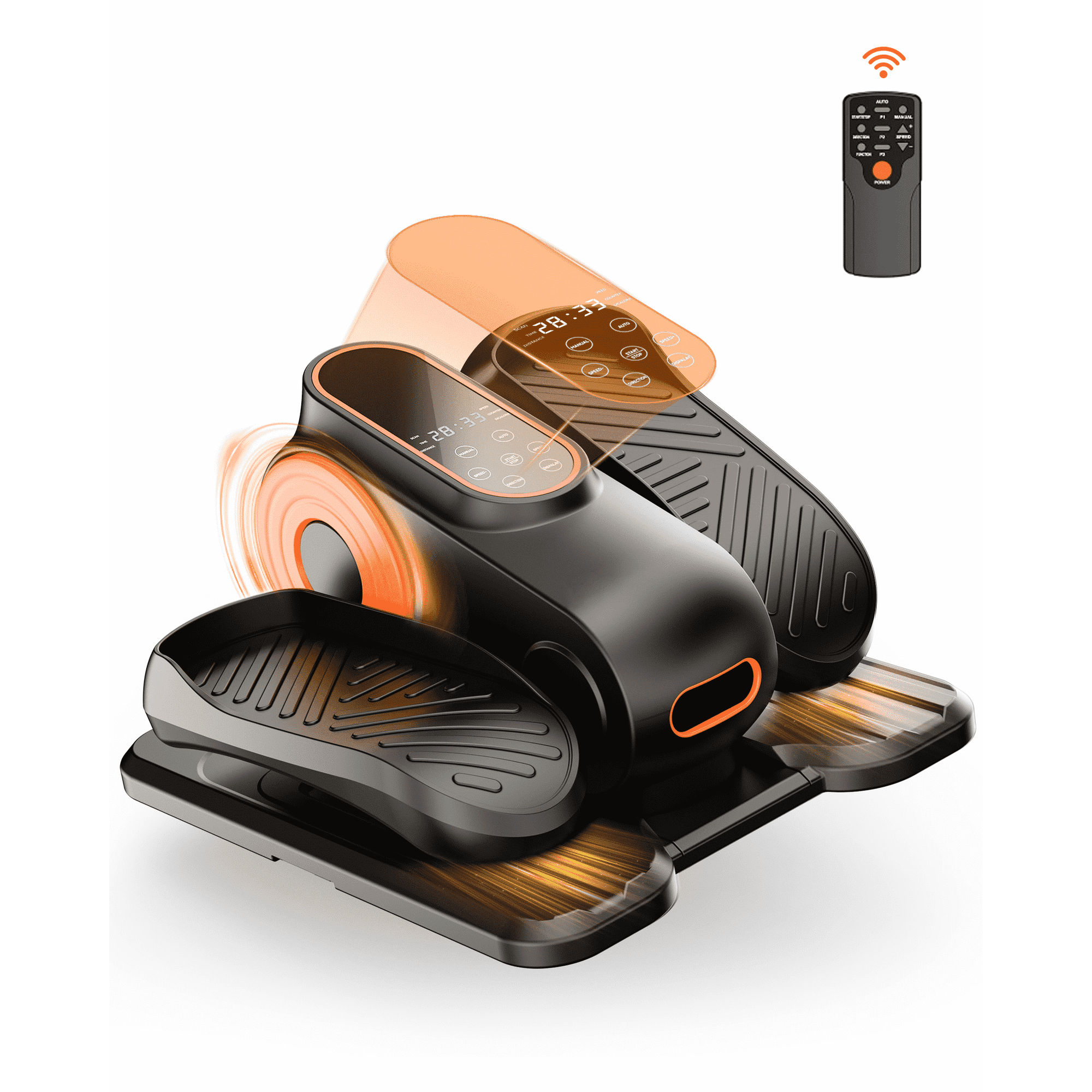 AOLIGO Under Desk Elliptical Machine, Compact Seated Leg Exerciser with 10 Resistance Levels, Portable Low-Noise Design