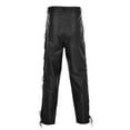 thumbnail image 4 of VNKIDY Mens Pants Slim Fit Leather Pants Solid Color Side Lace Up Detail Shiny Texture Mid Waist Stretch Tapered Leg Trousers For Daily Wear Black L, 4 of 8