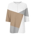 thumbnail image 5 of Olyvenn Women’s Spring Long Sleeve T-shirts Crewneck Half Zip Pullover Casual Loose Color Block Patchwork Tops Khaki L, 5 of 5