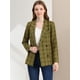 thumbnail image 3 of Chaqueta formal Allegra K para Mujer, Trabajo a Cuadros, solapa con Muesca, Doble Botonadura, Verde amarillo S, 3 of 7
