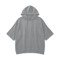 thumbnail image 7 of Inverlee Oversized Short Sleeve Hoodies for Women Loose Fit Drop Shoulder Drawstring Pullovers Solid Casual Summer Hooded Tops Gray S-XXL, 7 of 7