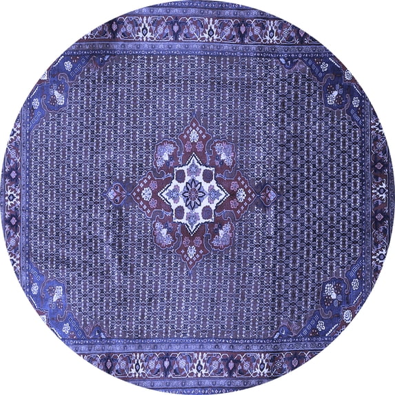 Ahgly Company Indoor Round Persian Blue Traditional Area Rugs, 4' Round