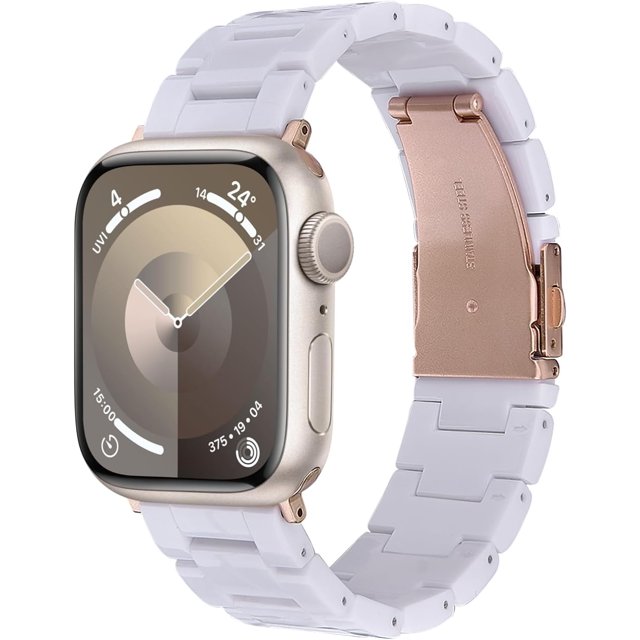 KOMI Resin Band Compatible with Series 7/8/9 Apple Watch Bands 41mm/40mm/38mm Fashion Strap for iWatch Series 6/5/4/3/2/1/SE Lightweight Bracelet Wristband Replacement Women