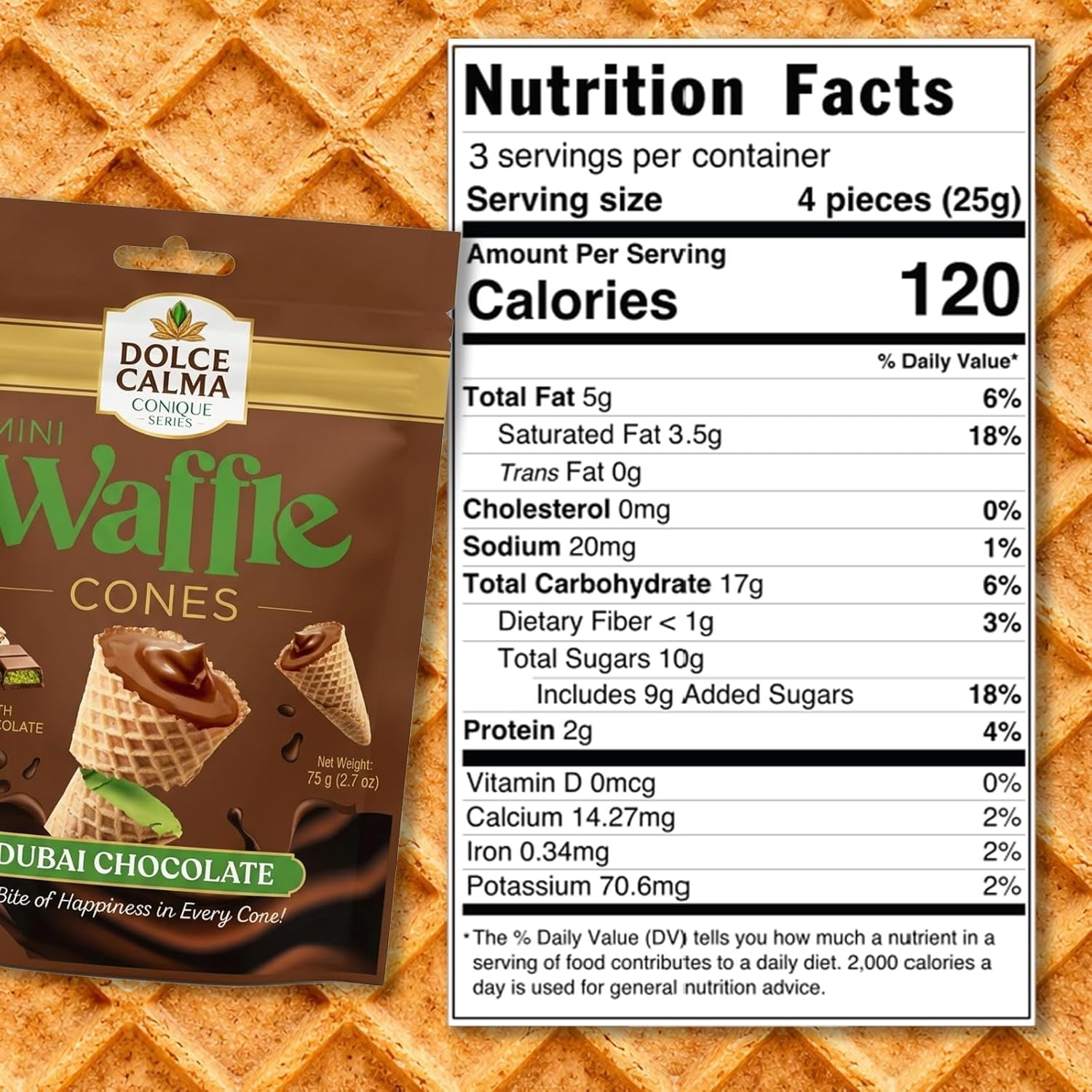 Dolce Calma Belgian Chocolate Mini Waffle Cones, Dubai Chocolate & Mint Variety Pack, 72 Cones Total (2 Boxes), Crispy Gourmet Snacks for Gifting & Parties, 12 Packs x 6 Cones Bundle Pack