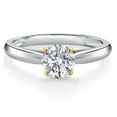 thumbnail image 3 of Gem Stone King 925 Silver and 10K Yellow Gold Lab Grown Diamond Solitaire Engagement Ring for Women | 0.50 Cttw | Round 5MM | DEF Color | VVS-VS Clarity | Available in Size 5,6,7,8,9, 3 of 6
