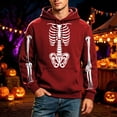 thumbnail image 2 of Men Women Halloween Skeleton Hoodie, Long Sleeve Drawstring Hooded Sweatshirt, Fall Winter Casual Loose Pullover Top, 2 of 4