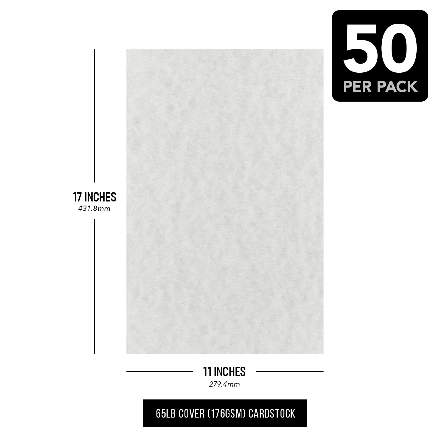 Gunmetal Parchment Cardstock – Multipurpose Parchment Card Stock for Certificates, Menus and Wedding Invitations | Medium Weight 65lb Cover (176gsm) | 11 x 17” (Ledger Size) | 50 Sheets per Pack