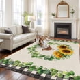 thumbnail image 3 of Spring Eucalyptus Sunflower Area Rug 6x9 Washable Rug Non Slip Farmhouse Birds Rustic Burlap Large Area Rug Soft Stainresistant Indoor Floor Carpet for Living Room Bedroom Home Office Dining Room, 3 of 8