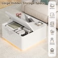 thumbnail image 6 of Aphthongs 35.4" Square Lift Top Coffee Table with LED Lights, Modern High Gloss Coffee Table with Rounded Conner & Hidden Storage, Multi-Function Coffee Table Living Room Furniture, White, 6 of 9