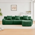 thumbnail image 2 of Green Teddy Fabric Cloud Ottoman, Modern Boneless Modular Footstool in a Box for Living Room, Comfortable Deep Seat Design, No Assembly Required, Sofas para Sala, 2 of 8
