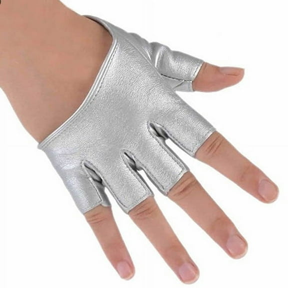 AQRS Lady Fashion Faux Leather Half Finger Gloves Driving Pole Dancing Show Gloves
