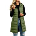 thumbnail image 2 of Yutgune Women's Long Hooded Puffer Vest Zip Up Sleeveless Quilted Jacket with Zipper Pockets, 2 of 8