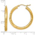 thumbnail image 2 of 14k Solid Yellow Gold Satin and Sparkle-Cut 3mm Round Hoop Earrings 30x30mm Wide 3mm Thick Hoop Earring for Women, 2 of 2